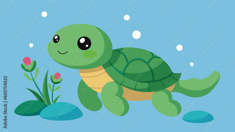 Poster a plush turtle toy for turtles releasing the subtle scent of aquatic plants to create a familiar and