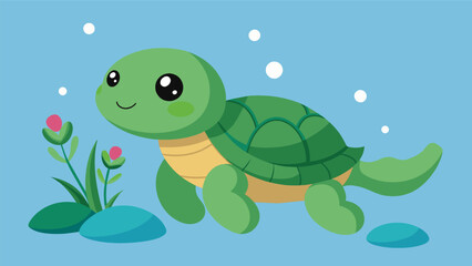 A plush turtle toy for turtles releasing the subtle scent of aquatic plants to create a familiar and calming play atmosphere for aquatic pets.. Vector illustration