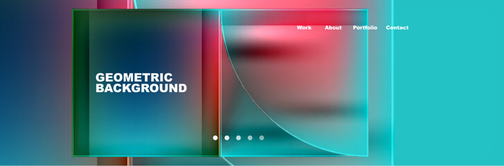 A geometric background featuring a gradient of red, blue, and green reminiscent of tints and shades. The colors evoke images of water, the sky, and electric blue © antishock