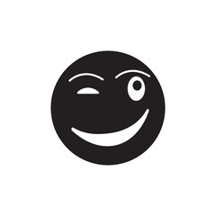 emoji wink icon.vector flat black illustration on white background..eps