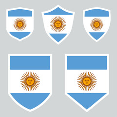 Set of Argentina Flag in Shield Shape
