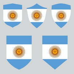 Set of Argentina Flag in Shield Shape