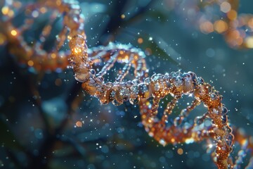 Ultra realistic scientific micrograph of a double helix DNA