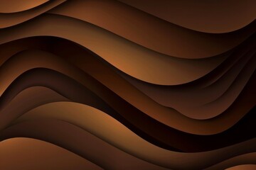 Obraz premium Dark brown paper waves abstract banner design. Elegant wavy vector background
