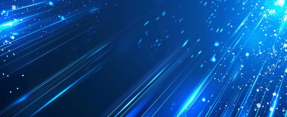 Blue background with glowing lines and geometric shapes for technology concept
