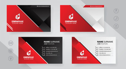 Set of red and black Modern Corporate Business Card Design Templates, vector eps 10