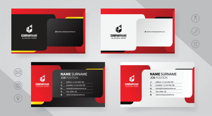 Set of red and black Modern Corporate Business Card Design Templates, vector eps 10