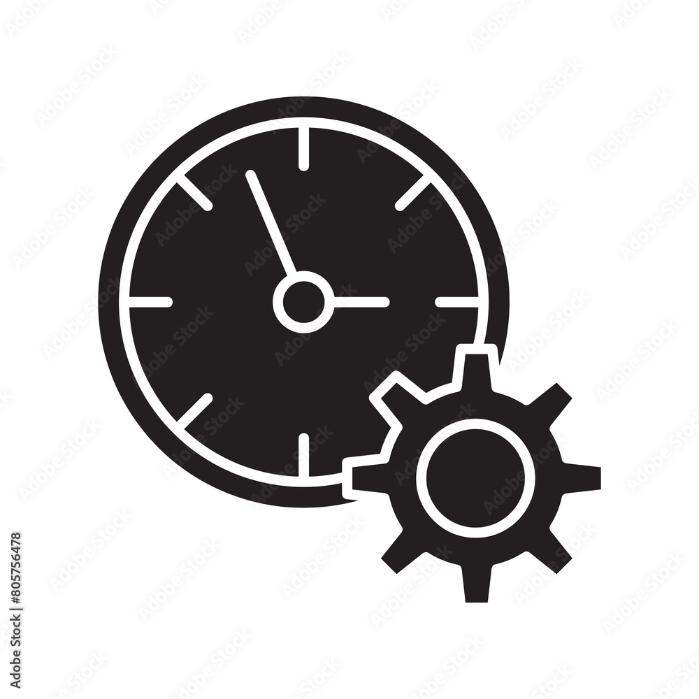 Poster time management icon. vector flat black time management illustration for web and app..eps