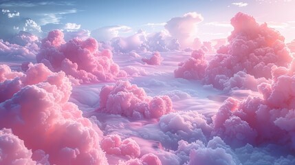 Hailstorm of hard candies battering a landscape of marshmallow clouds