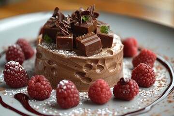 Velvety chocolate mousse, chocolate shaving garnish