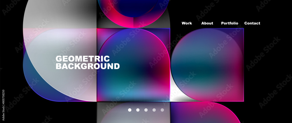 Aufkleber a geometric background with circles and squares on a black background . high quality