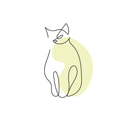Continuous line drawing of cat. Animal form in trendy outline style. Vector
