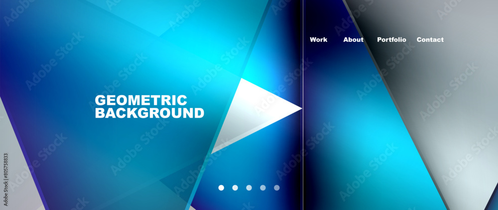 Aufkleber a geometric background featuring electric blue triangles with a white arrow, reminiscent of a brands