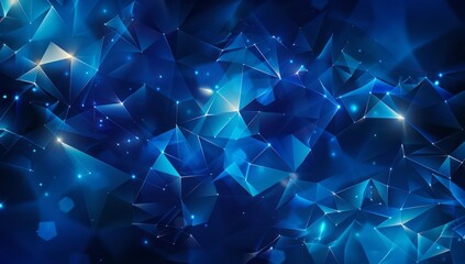 Blue background adorned with a striking dark blue gradient triangle design, adding a touch of sophistication to the composition - obrazy, fototapety, plakaty