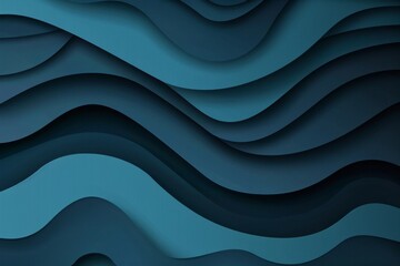 Dark cyan paper waves abstract banner design. Elegant wavy vector background