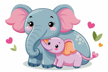 mother's day gift card cute animal vector illustrations