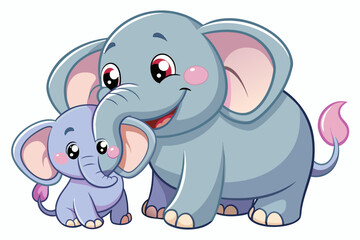 Fototapeta premium mother's day gift card cute animal vector illustrations