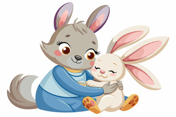 mother's day gift card cute animal vector illustrations