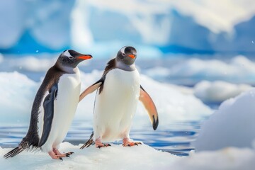 Fototapeta premium penguin duor playful