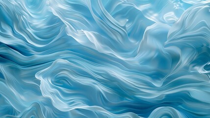 Delight in the ethereal beauty of abstract 3D renderings gently flowing and intertwining on a canvas of soothing blue and turquoise,