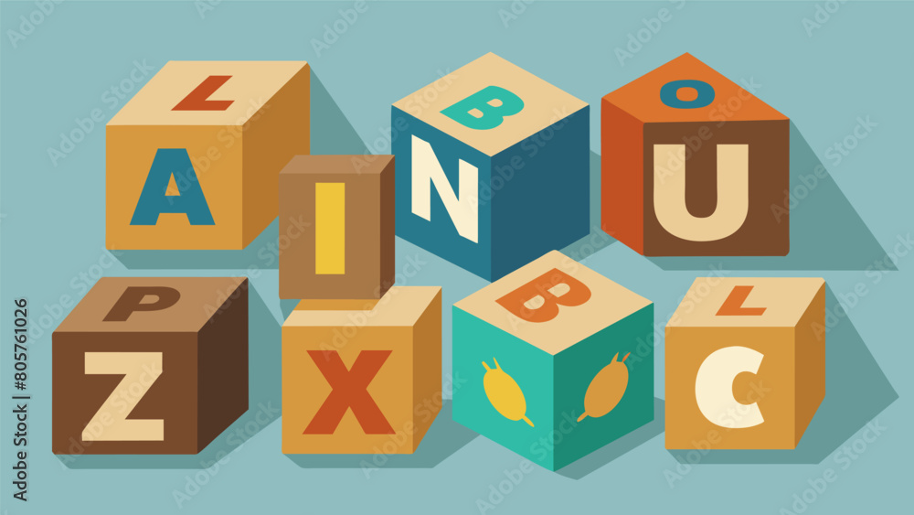 Poster a set of wooden alphabet blocks used to teach young philosophers the basics of language and communic