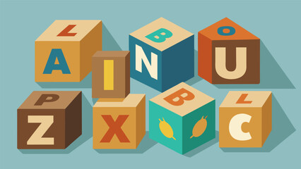 Fototapeta premium A set of wooden alphabet blocks used to teach young philosophers the basics of language and communication.. Vector illustration