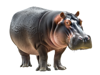 A Full Body Hippo with a Transparent Background PNG