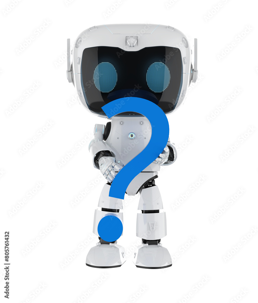 Poster personal assistant robot with question mark