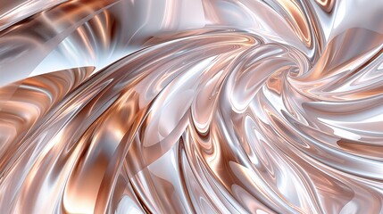 An abstract, digital art piece with swirling, metallic hues of rose gold and silver, creating a dynamic and modern pattern that captivates and dazzles the viewer. 32k, full ultra hd, high resolution