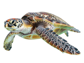 A Full Body Sea Turtle with a Transparent Background PNG