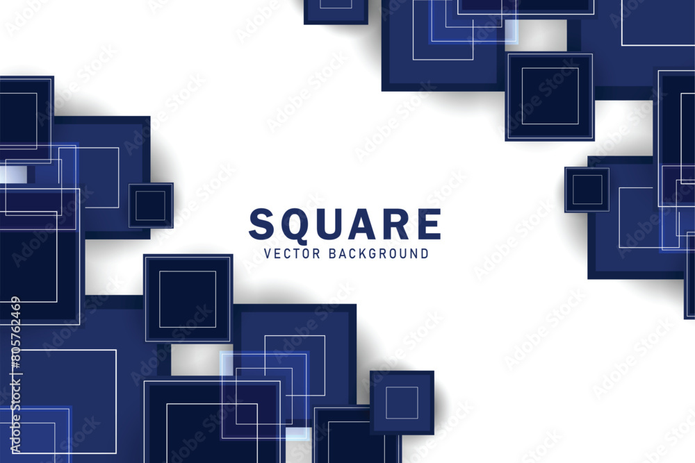 Poster abstract blue background with geometric squares overlapping creative design