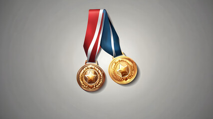 gold medal with ribbon on black