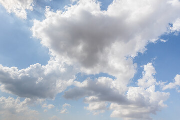 The unforgettable beauty of the clear cloudy autumn daytime sunny calm bright sky in the northern Israel