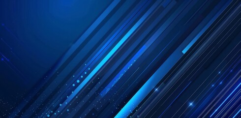 Blue gradient background with diagonal lines and geometric patterns, representing technology or digital design