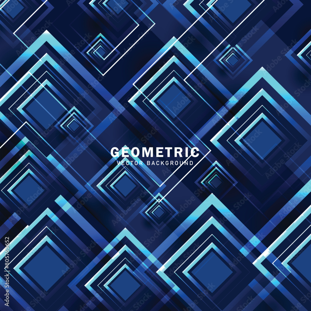 Poster abstract geometric background with rectangle light blue colour pattern