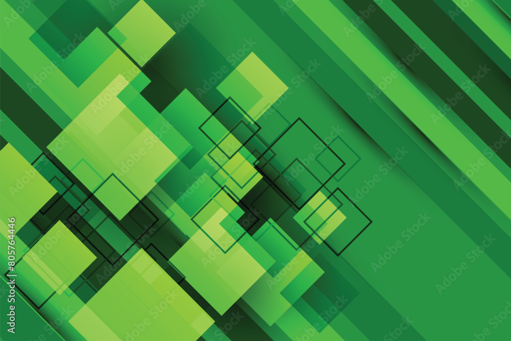 Poster abstract green technology geometric background with geometric square and stripes line