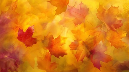 An array of autumn leaves, their outlines blurred into a vibrant, impressionistic pattern of fall...