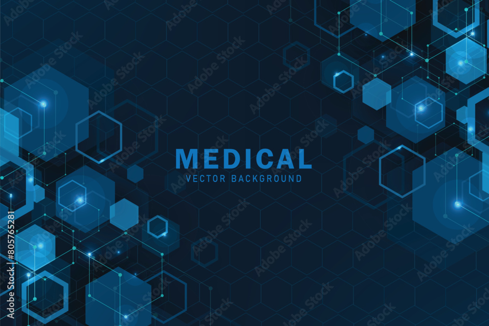 Poster abstract technology or medical background with hexagons shape pattern
