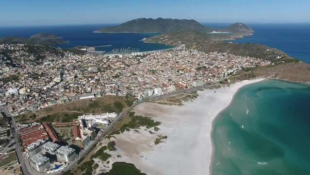 Aerial view of Praia Grande (Long Beach) - Arraial do Cabo, Rio de Janeiro, Brazil