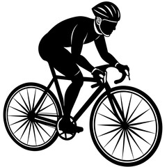 black-silhoiette-of-cyclist-is ollated-on-white 