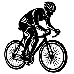 black-silhoiette-of-cyclist-is ollated-on-white 