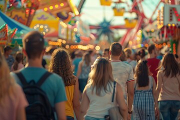 Obraz premium 混雑する遊園地
