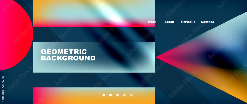 Poster a geometric background featuring a circle, triangle, and square in electric blue and magenta. perfec