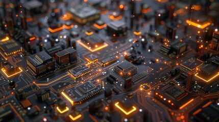 Circuit board background. 3d rendering, 3d illustration.Circuit Cyberspace Design. Technology,...