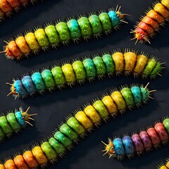 An oil slick vibrant colored caterpillar