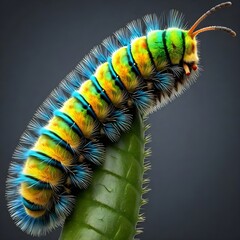 An oil slick vibrant colored caterpillar