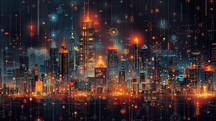 Virtual cityscape Casual images of future technology