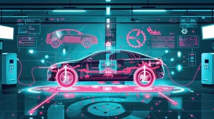 Obraz premium Predictive analytics help anticipate EV maintenance requirements.