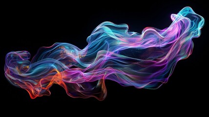 Dive into a sea of vibrant hues with this abstract fluid iridescent holographic neon curved wave in motion