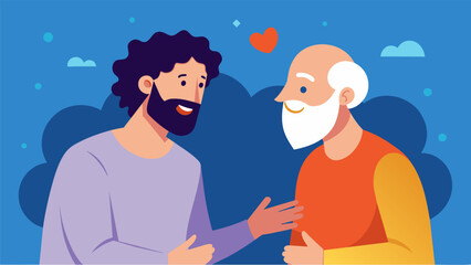 Two stoic philosophers engage with each other on the idea of finding happiness while embracing the challenges of life.. Vector illustration